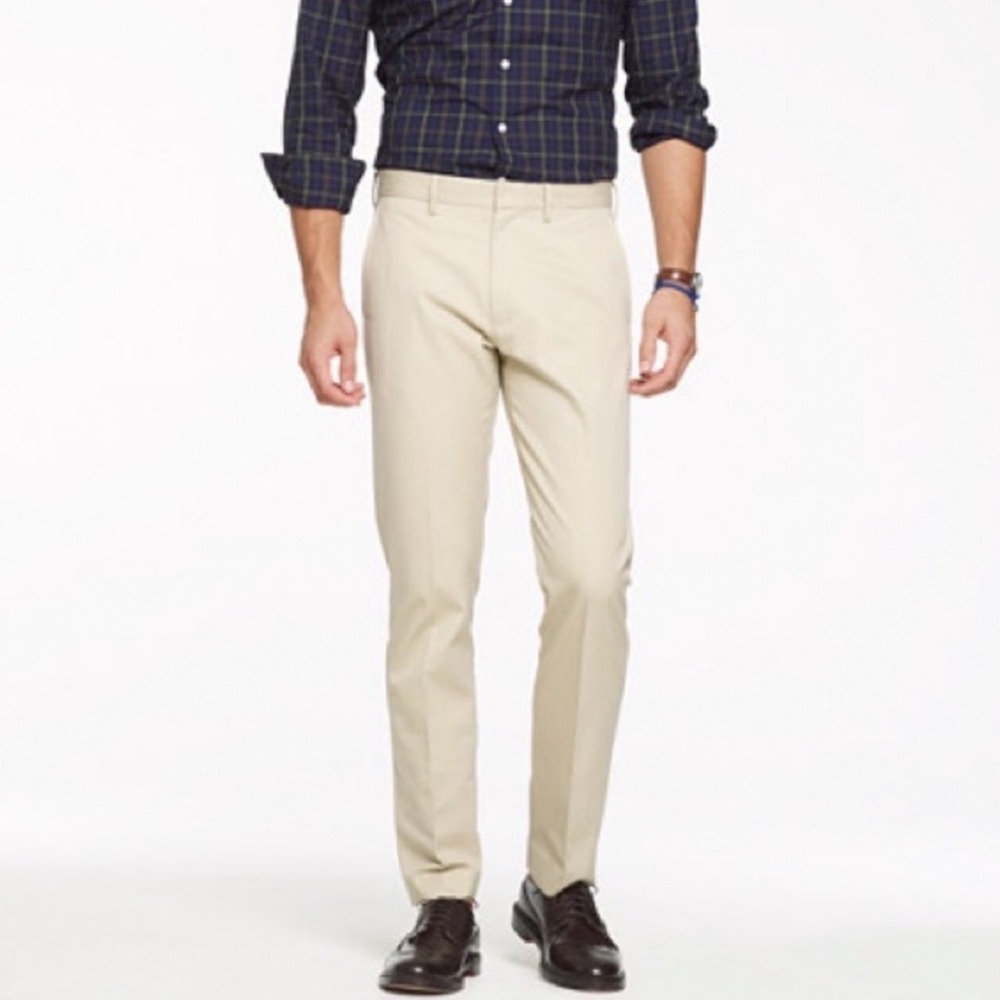 J. Crew Bedford Pant Mens 36x27 Khaki Tan Cotton Twill Straight Chino
